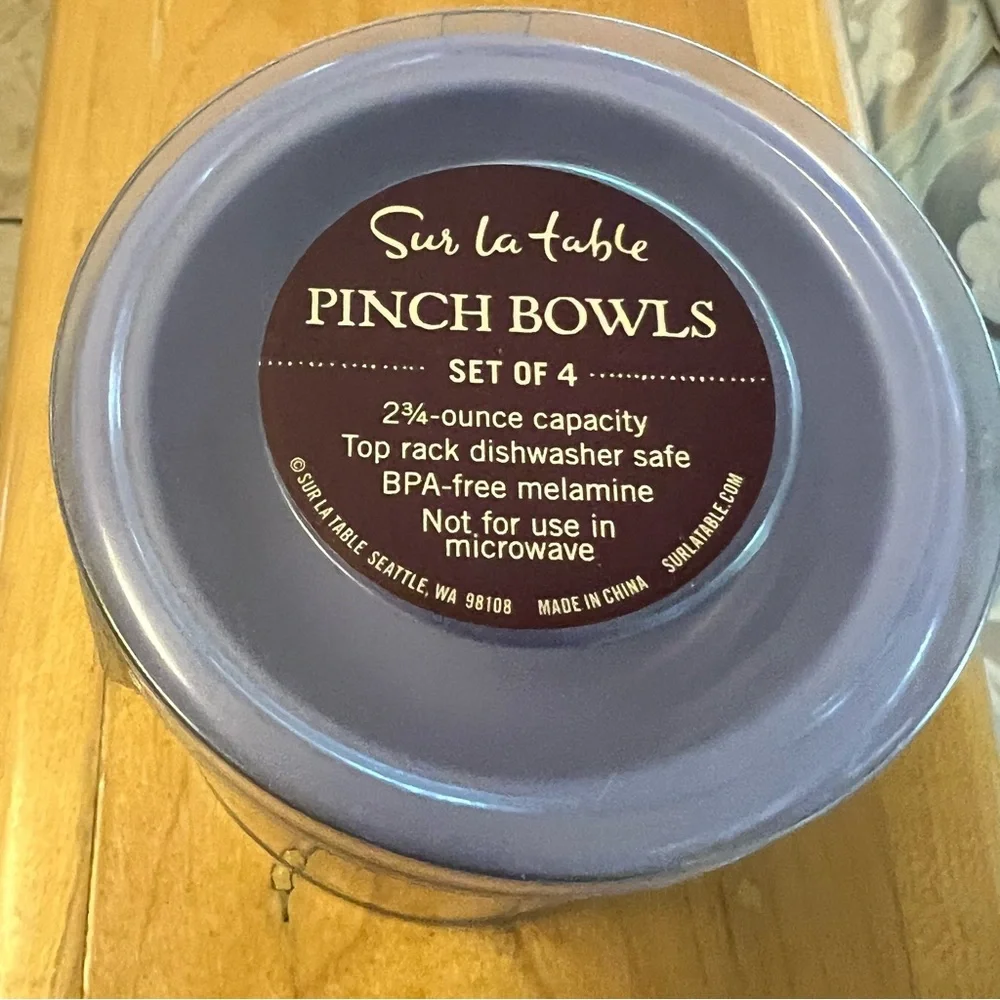 NWT-Sur La Table-Set of 4 Melamine Pinch Bowls-2.75 oz Capacity